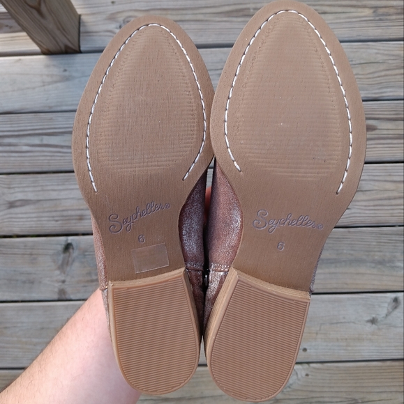 🆕Seychelles | Metallic Silver Brown Leather Ankle Booties Women's Size 6 - Picture 12 of 12